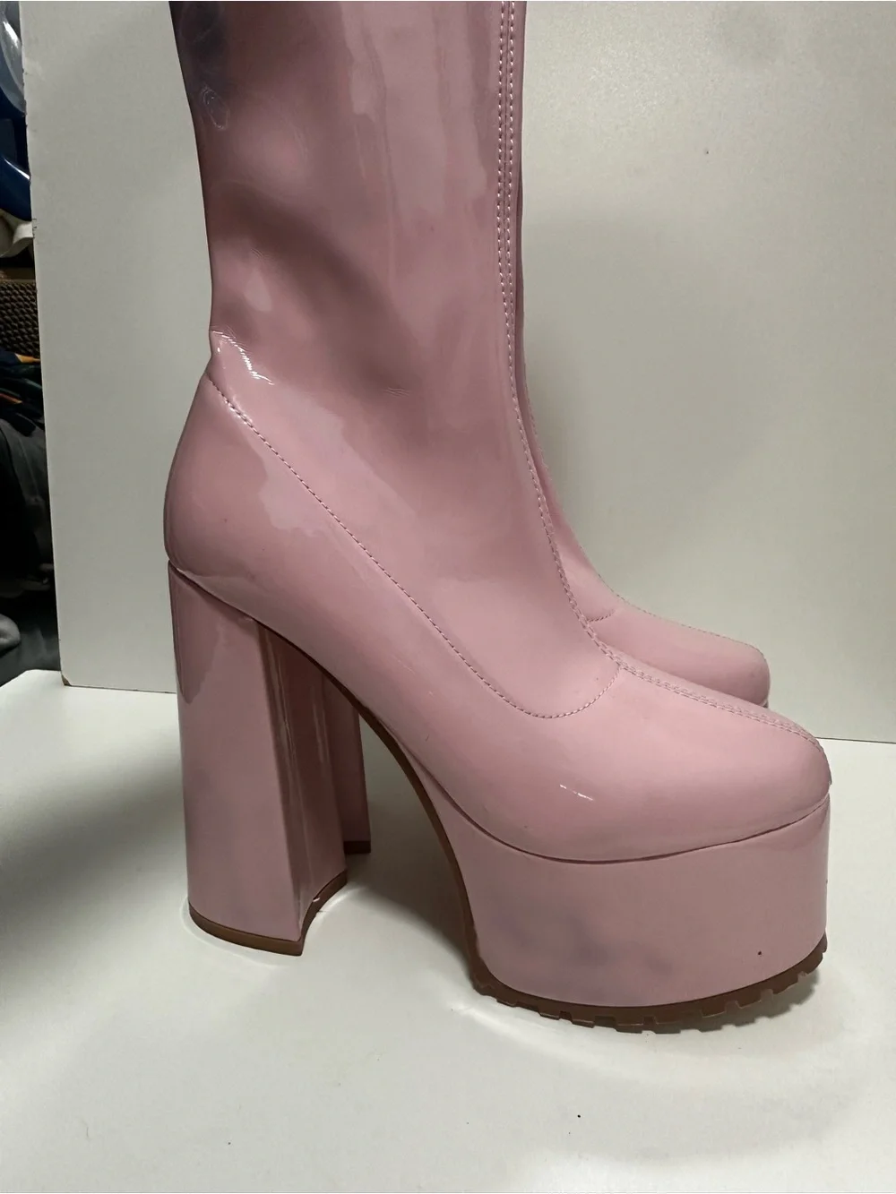 Azalea Wang Platform Knee-High Boots in Pink